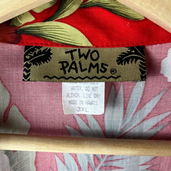 Vintage Two Palms Hawaiian Shirt Women's Size 3XL Button Up Tropical Red - Picture 3 of 5